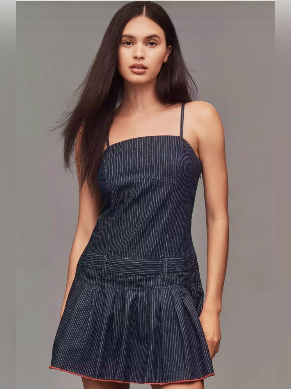 NWT Pilcro by Anthropologie Sleeveless Pleated Denim Romper - Picture 2 of 14